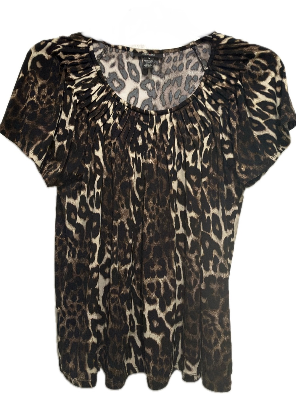 Style & Co. Leopard Print Short Sleeve Top - Brown & Black